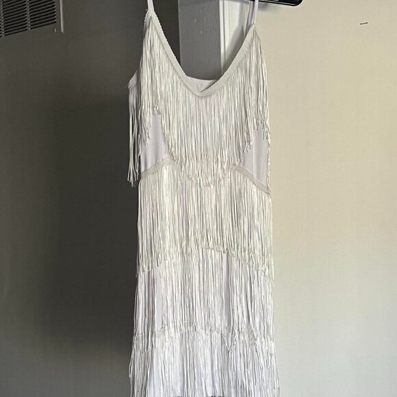 The Unbranded Brand Dresses & Skirts - White Tassel Mini Dress Womens Medium Cowgirl Flowy Festival Western Dress